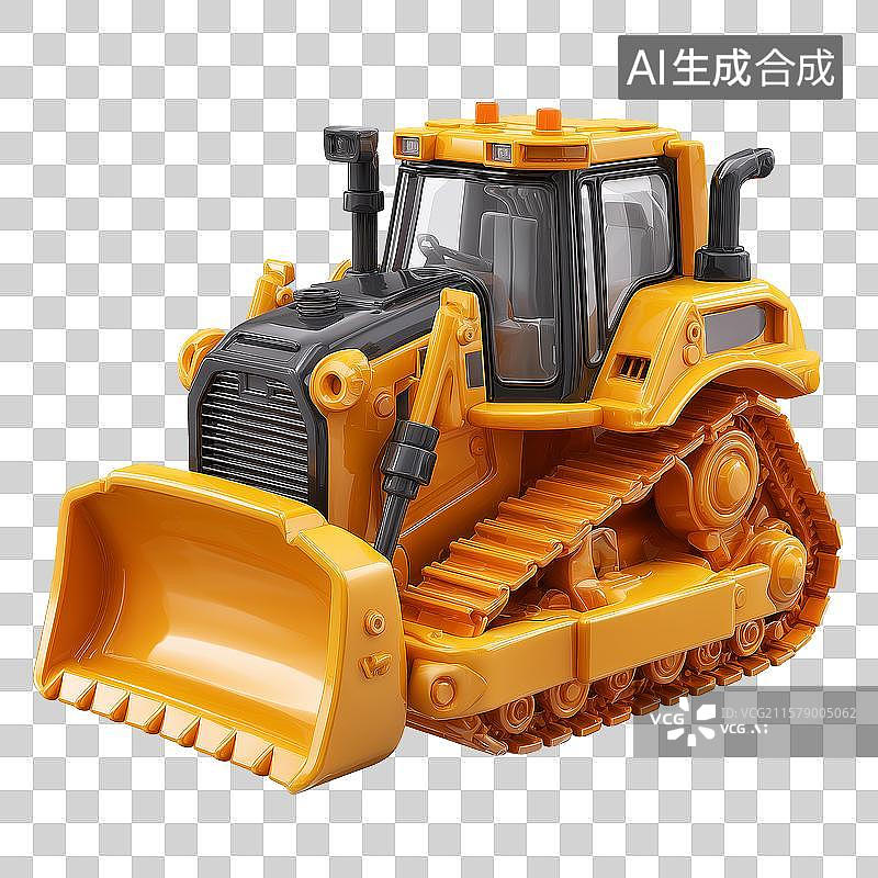 【AI数字艺术】三维设计推土挖掘机图片素材