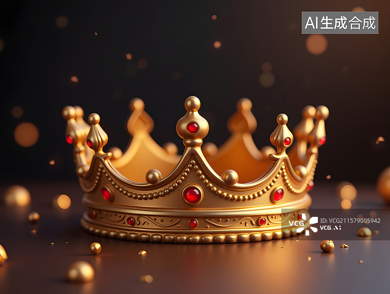 【AI数字艺术】复古皇冠的3D黄金设计图片素材