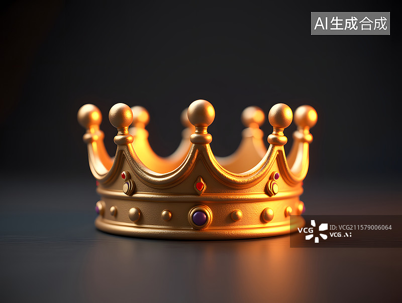 【AI数字艺术】复古皇冠的3D黄金设计图片素材