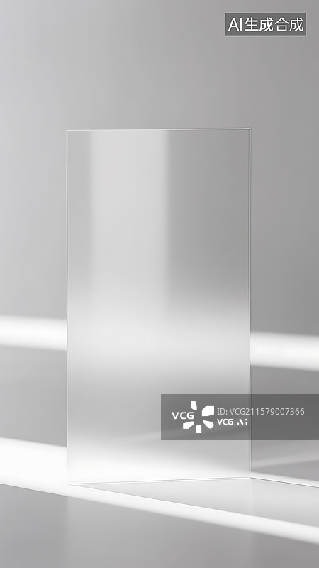 【AI数字艺术】白色空间磨砂玻璃光影图片素材