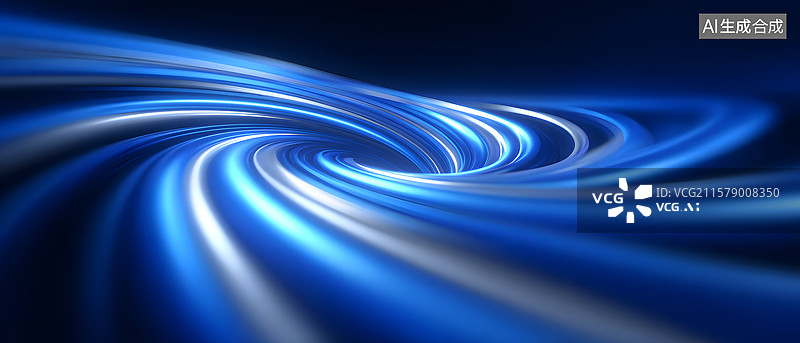 【AI数字艺术】抽象科技线条构成蓝色能量旋涡背景图片素材