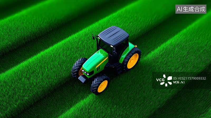 【AI数字艺术】收割机秋天丰收的场景插图图片素材
