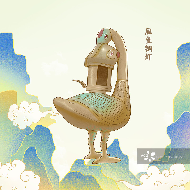 山西省博物院-雁鱼铜灯图片素材