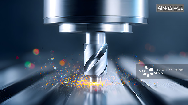 【AI数字艺术】五轴数控加工中铝制零件特写图图片素材