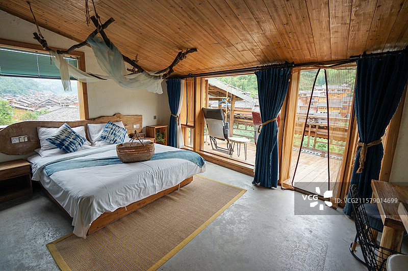 贵州黔东南，肇兴侗寨，民宿房间内部环境图片素材