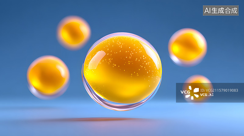 【AI数字艺术】水分子精华的液体气泡背景图片素材
