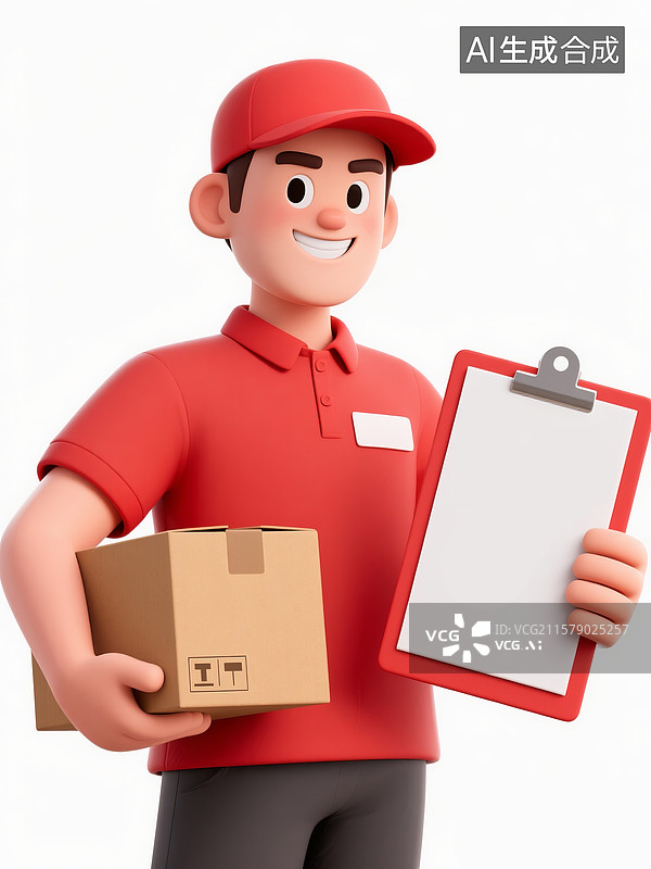 【AI数字艺术】夸张变形卡通插画风格的快递员形象图片素材
