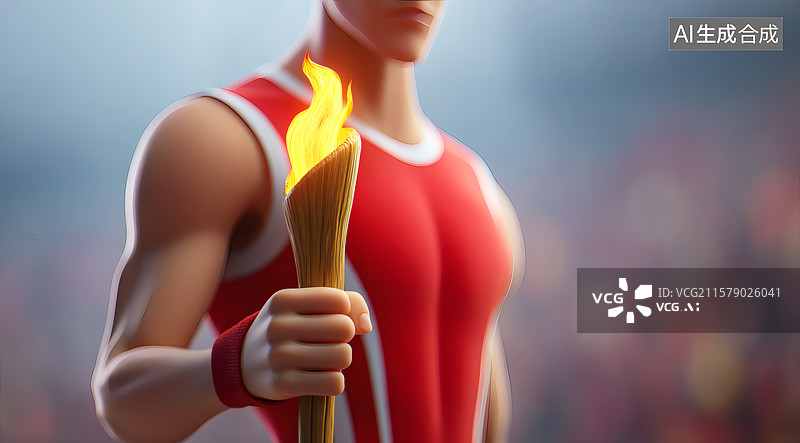 【AI数字艺术】一个运动员火炬手拿着火炬图片素材