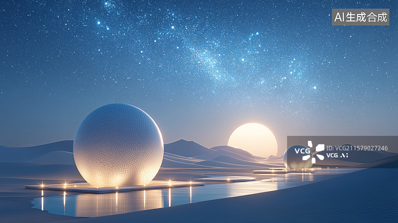 【AI数字艺术】梦幻星球景观河流穿行于岩石之间图片素材