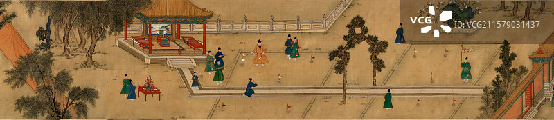 明代皇宫体育活动绘画，门球图片素材
