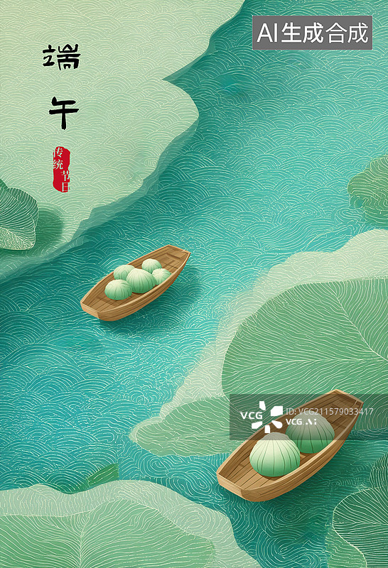 【AI数字艺术】三艘船漂浮在河上图片素材