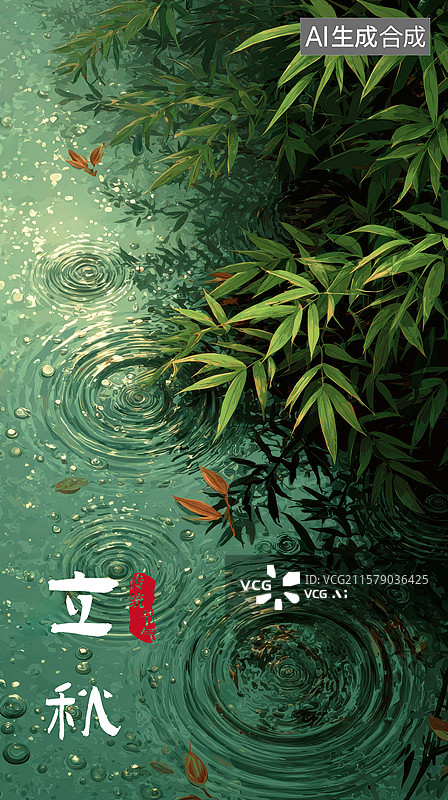 【AI数字艺术】一株有水滴的叶子植物图片素材