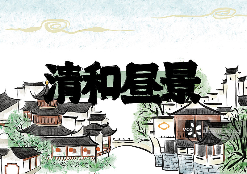 水墨风古风插画风景壁纸-清和昼景图片素材