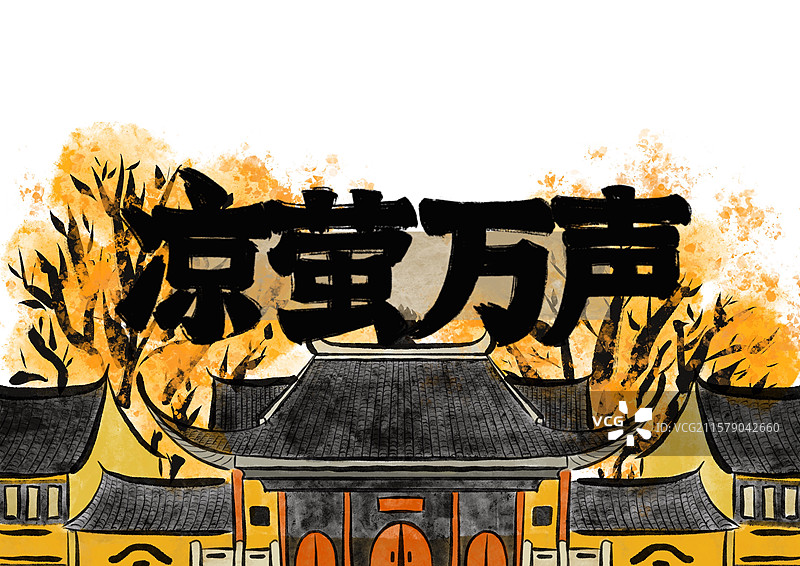 水墨风古风插画风景壁纸-凉萤万声图片素材