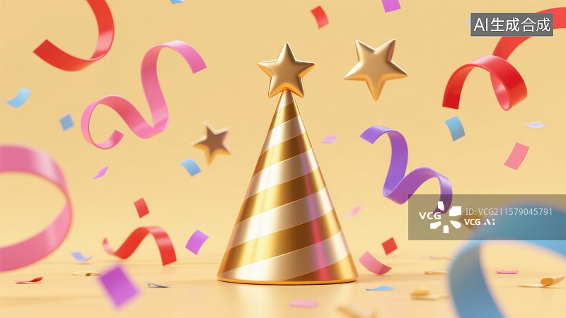 【AI数字艺术】3D渲染五彩纸屑节日氛围条纹纸筒礼花筒背景图片素材