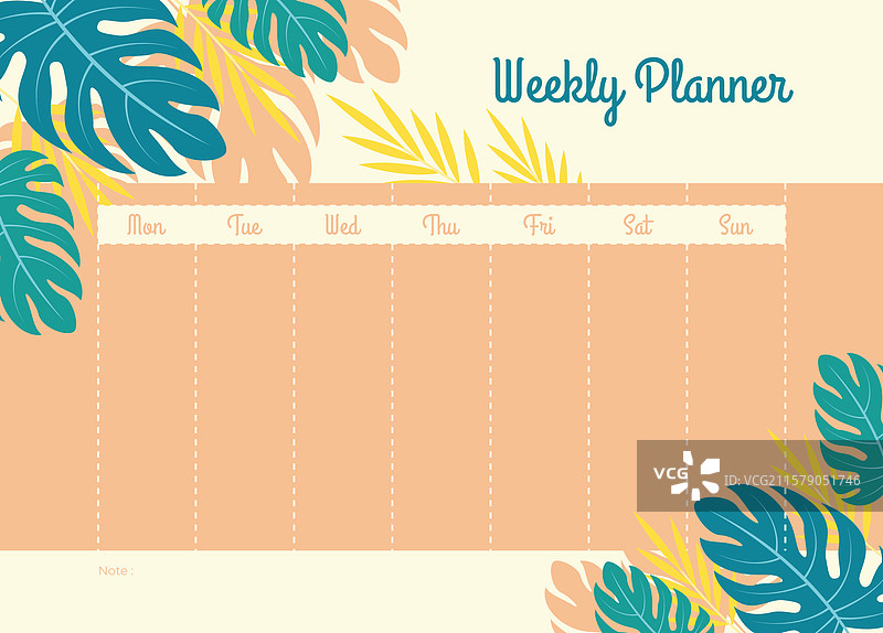 现代扁平设计的周计划模板图片素材
