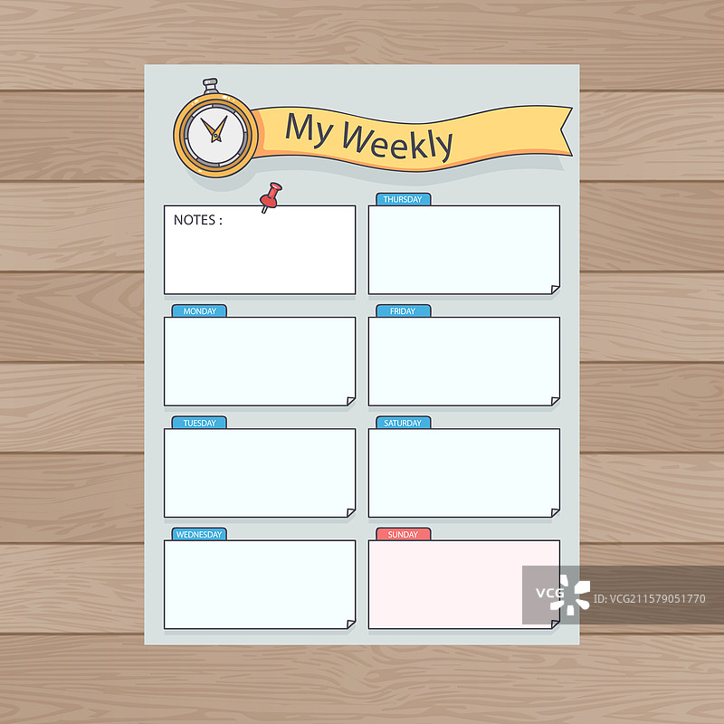 色彩丰富的手绘周计划模板图片素材