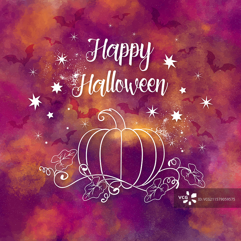 五彩缤纷的万圣节水彩背景图片素材