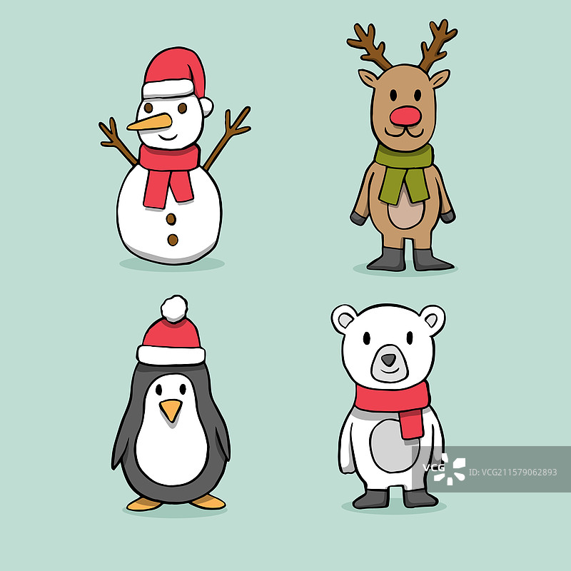 可爱的手绘圣诞角色合集图片素材