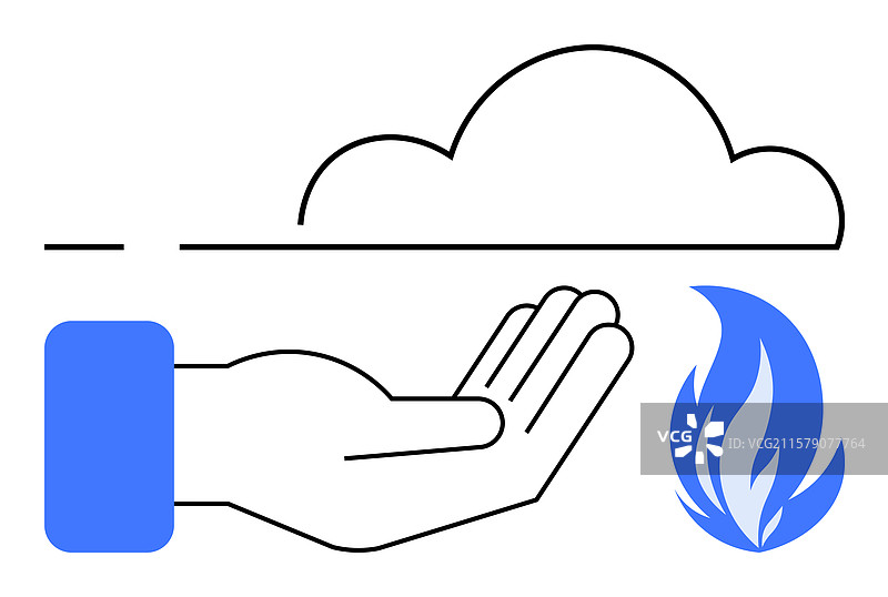 伸出的手托着蓝天上的云彩图片素材