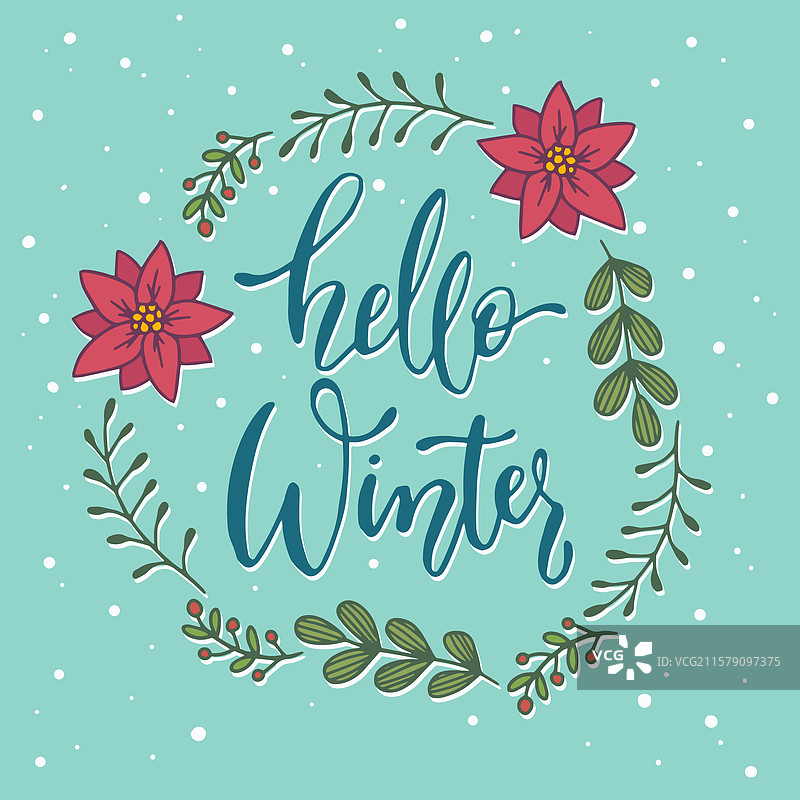 你好，冬天的字母设计图片素材