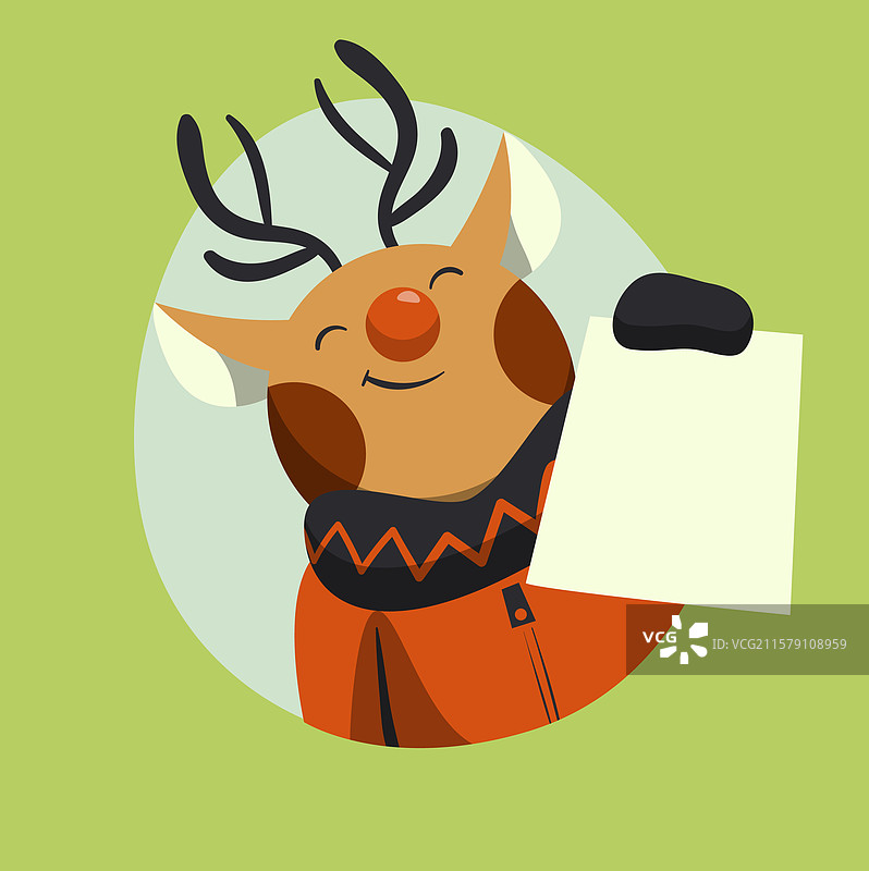 圣诞角色手持空白白卡片图片素材