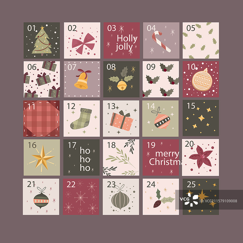 复古的圣诞倒计时日历图片素材
