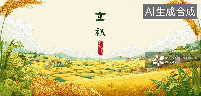 【AI数字艺术】一群人正穿过一片稻田图片素材