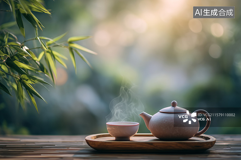 【AI数字艺术】户外茶具静物图片素材