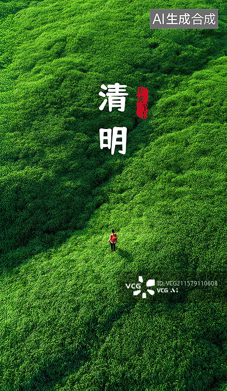 【AI数字艺术】一个人站在长满高草的田野里图片素材