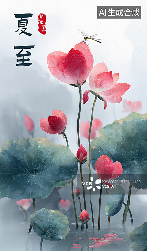 【AI数字艺术】蓝色背景的粉色花朵画图片素材