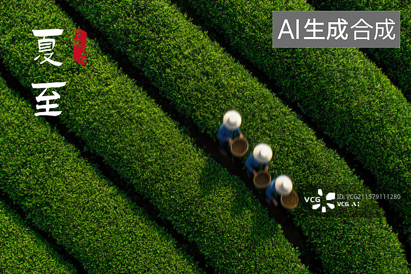 【AI数字艺术】一群人在一片绿色植物田里工作图片素材