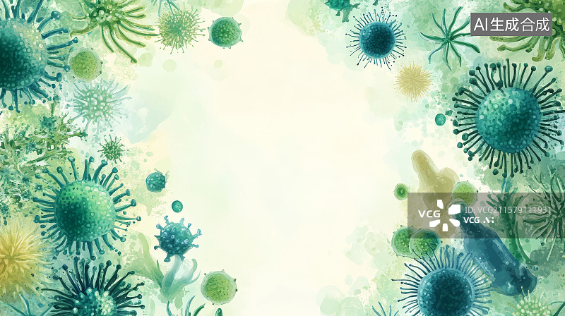 【AI数字艺术】微生物艺术插画背景图片素材