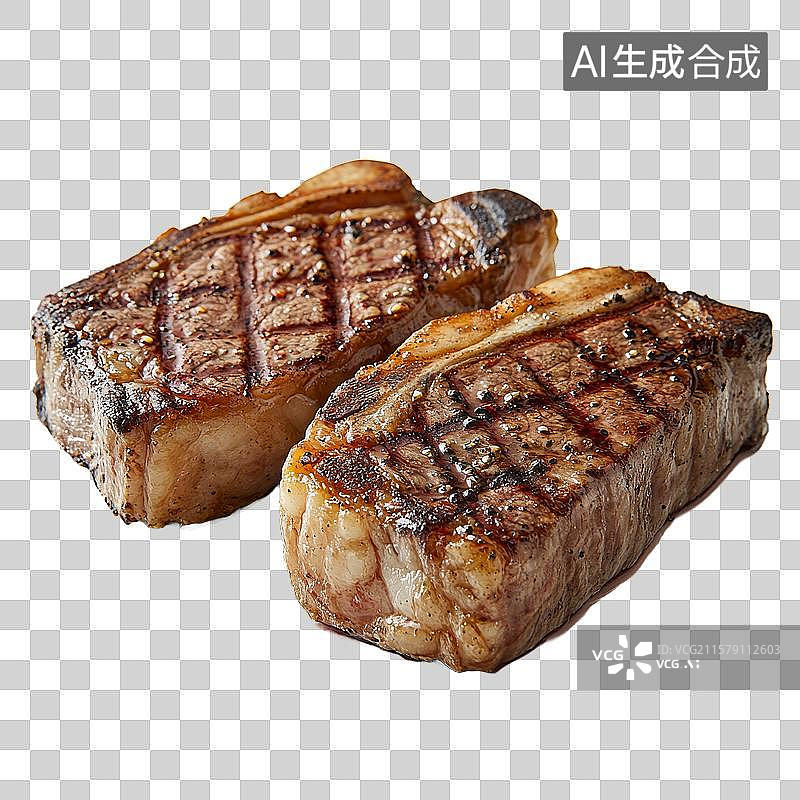 【AI数字艺术】两块煎制的牛排图片素材