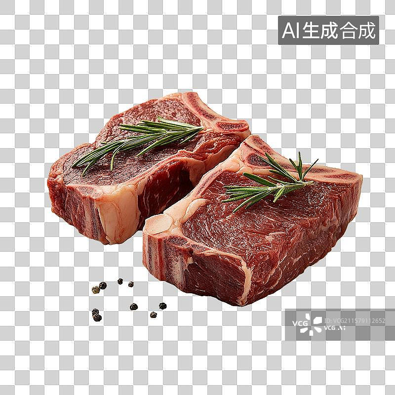 【AI数字艺术】新鲜牛排配迷迭香和黑胡椒图片素材