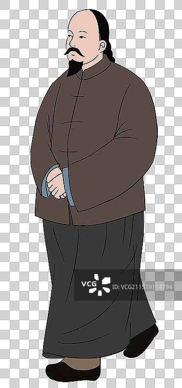 中国风新中式古风古典传统文化清代清朝服饰衣服康熙朝代雍正朝代‌魏源人物插画图片素材