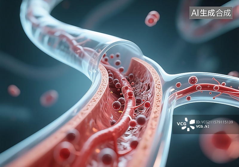 【AI数字艺术】红细胞血管医疗背景图片素材