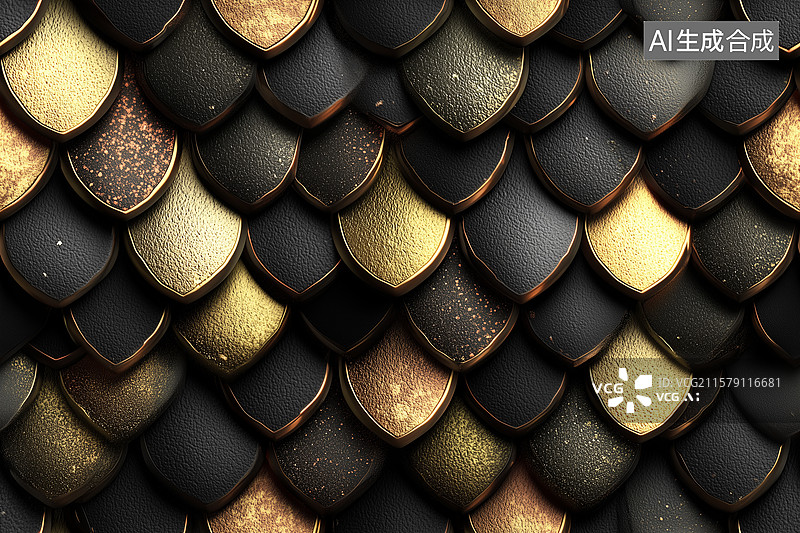 【AI数字艺术】金色鱼鳞片纹理图案图片素材