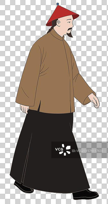 中国风新中式古风古典传统文化清代清朝服饰衣服康熙朝代雍正朝代张之洞人物插画图片素材