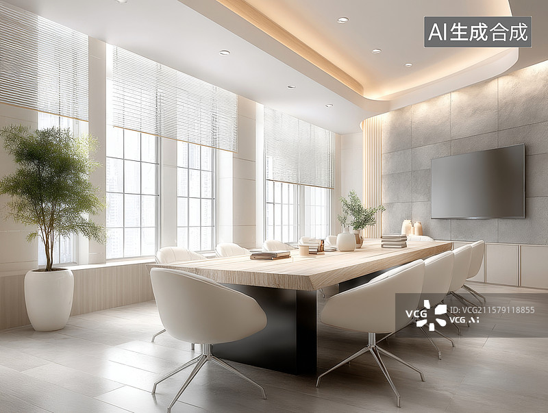 【AI数字艺术】现代简约会议室图片素材