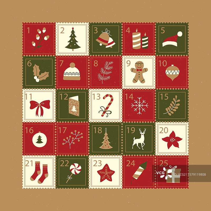 复古的圣诞倒计时日历图片素材