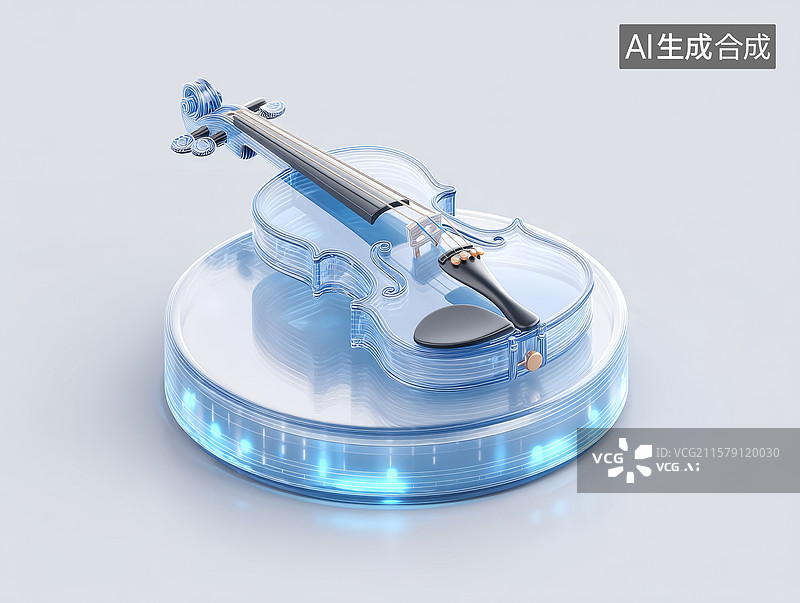 【AI数字艺术】透明小提琴展示图图片素材