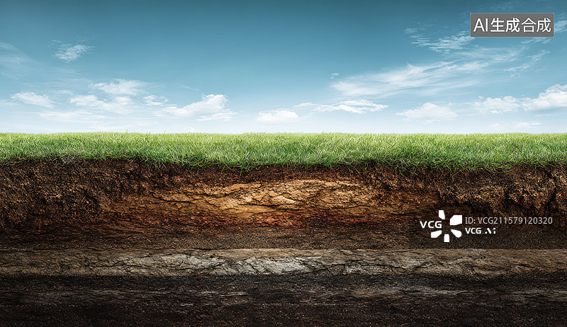 【AI数字艺术】土壤剖面与青草图片素材