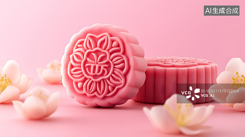 【AI数字艺术】中秋节月饼清新治愈主题特写图片素材