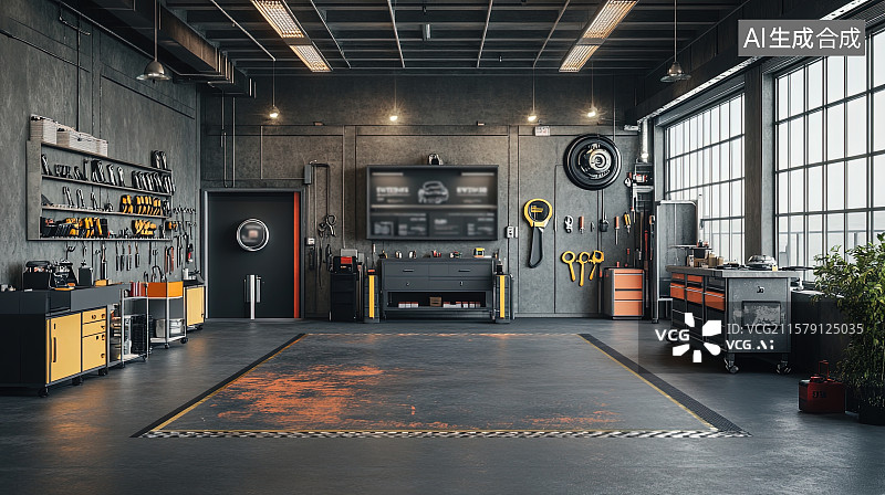 【AI数字艺术】工业灰风格汽车配件展台3D电商背景图片素材