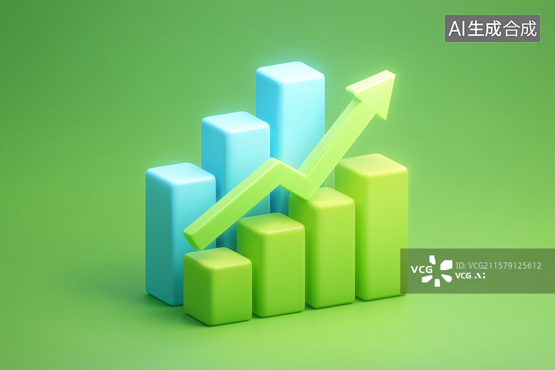 【AI数字艺术】绿色上升图标图片素材