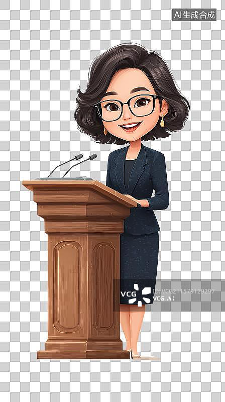 【AI数字艺术】女士站在讲台发言图片素材