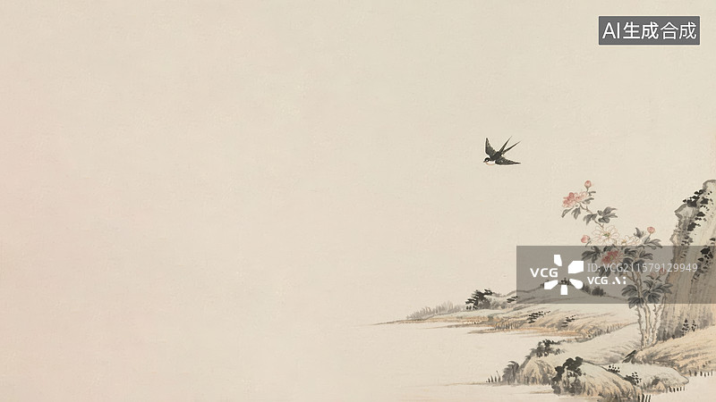 【AI数字艺术】水墨画右下图片素材