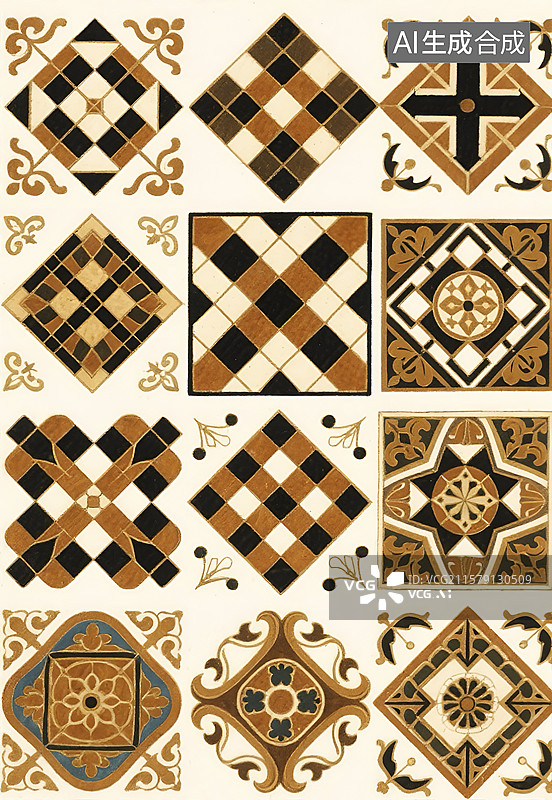 【AI数字艺术】多种色彩的菱形花纹集合图片素材