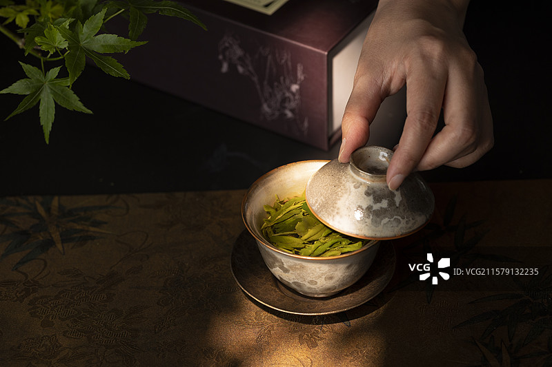 盖碗茶—黄山毛峰茶图片素材